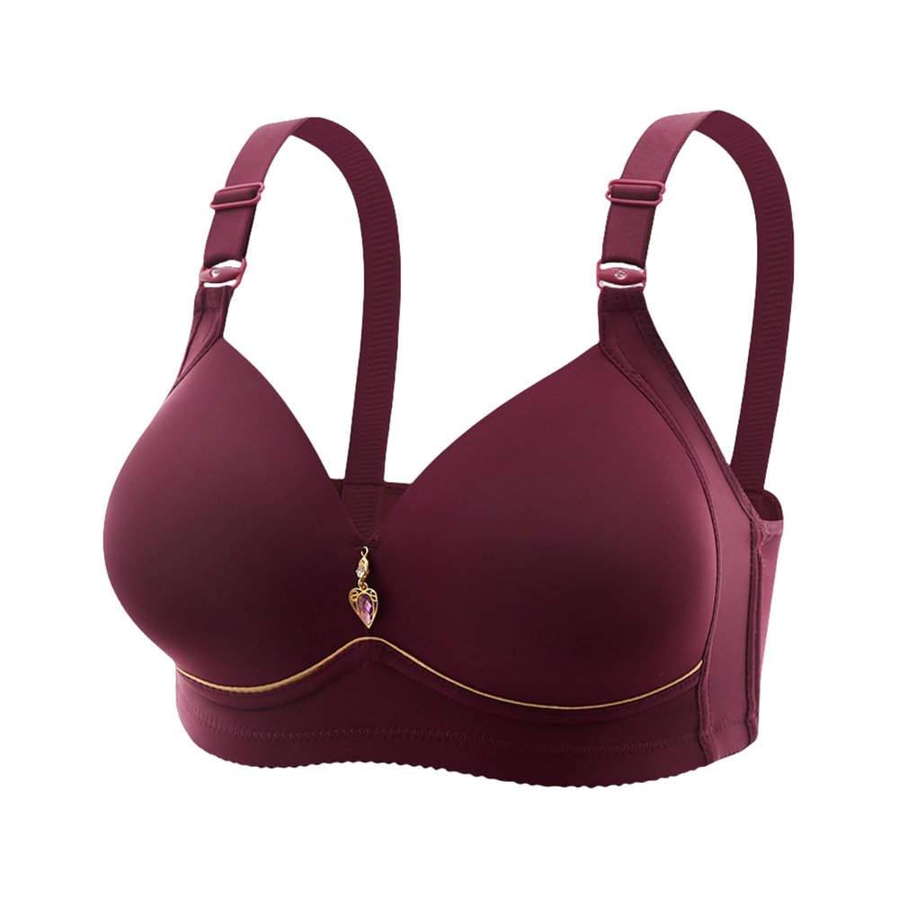 Women's Full-Coverage Wireless Seamless Smoothing Plus-Size Push-Up Comfort T-Shirt Bras for Seniors
