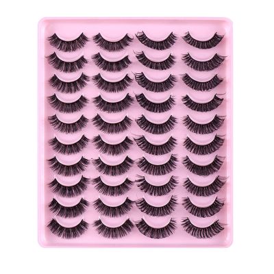 False Eyelashes with Natural-Looking Synthetic Volume, 20 Pairs, Thick Lashes, Natural Curl (C, One Size)