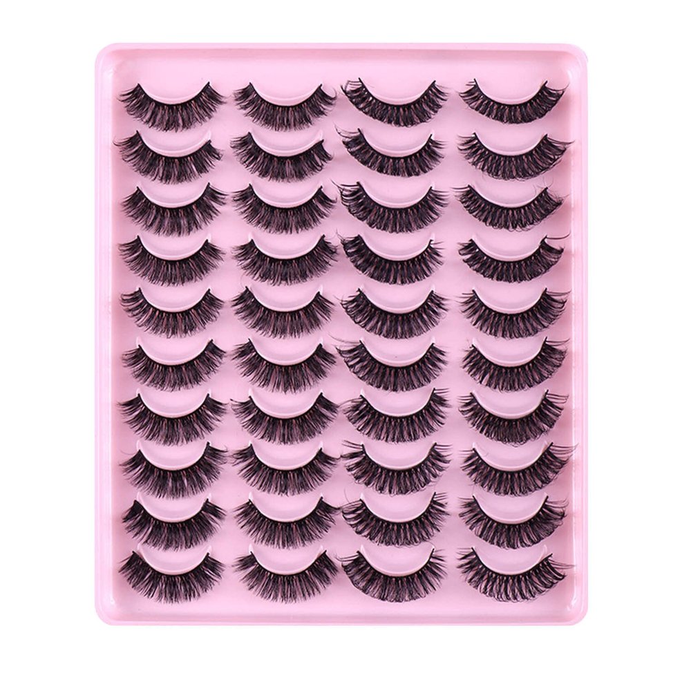 False Eyelashes with Natural-Looking Synthetic Volume, 20 Pairs, Thick Lashes, Natural Curl (C, One Size)