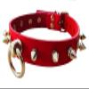 Terginum BDSM Leather Collar with Stainless Steel O-Ring, Adjustable, Unisex, Handmade (Red, L/XL) view 1
