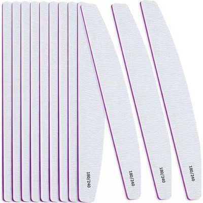 50 Double-Sided Half-Moon Nail Files, 180/240 Grit