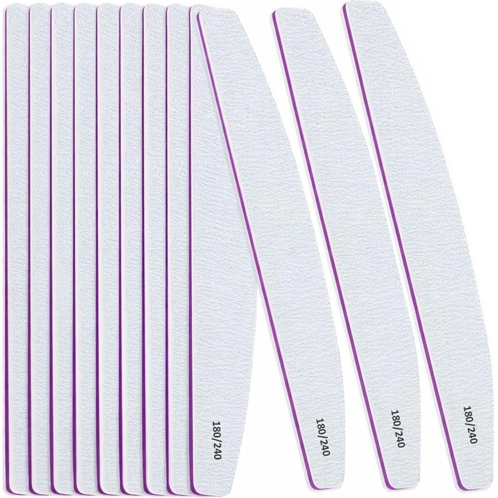 50 Double-Sided Half-Moon Nail Files, 180/240 Grit