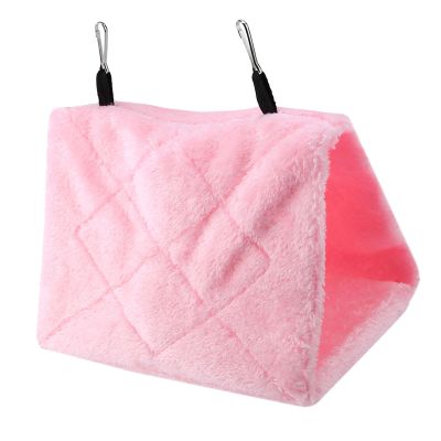 Zhangpu Winter-Warm Plush Bird Hammock, Triangular Hanging Nest Bed for Parrots, Budgies, Cockatiels (M)