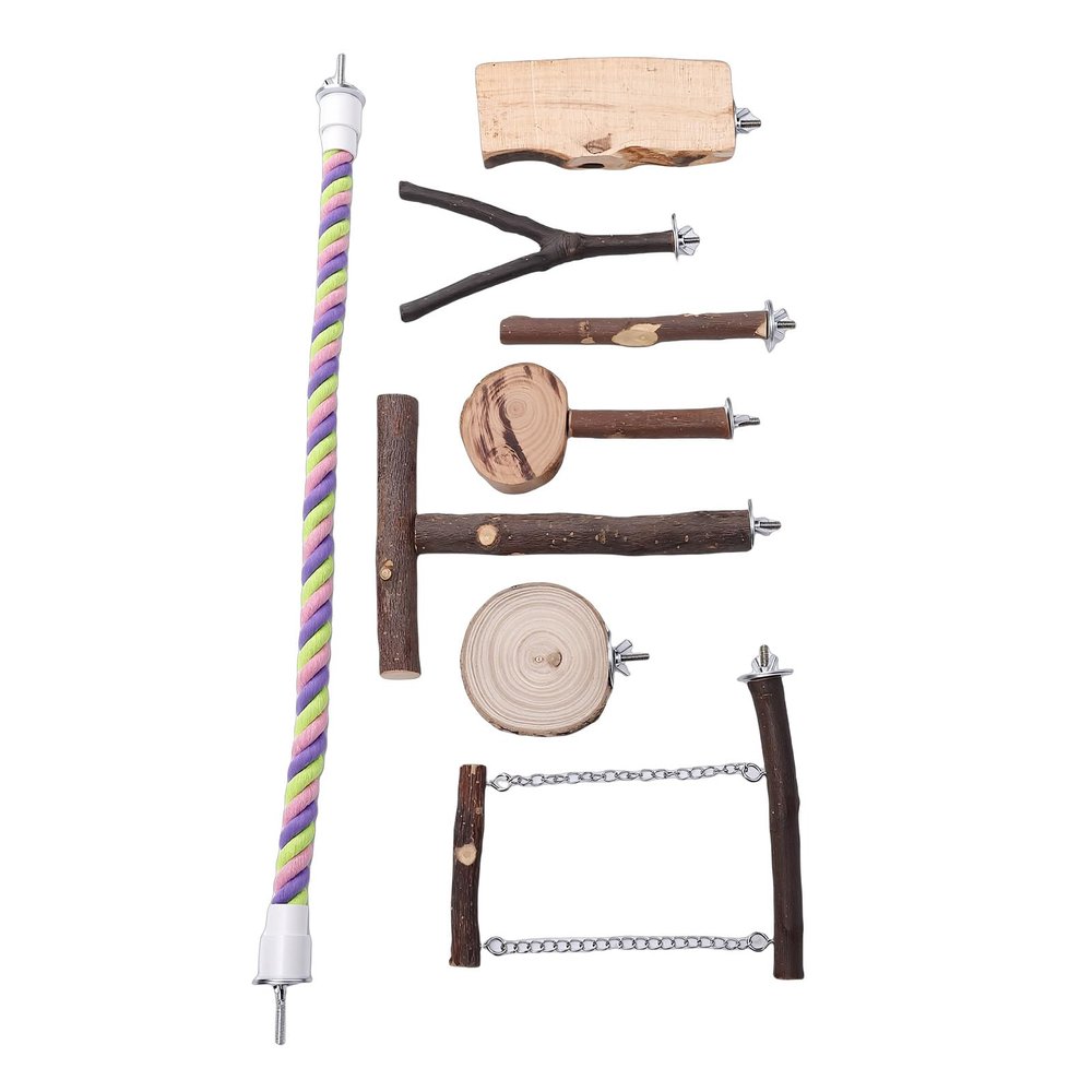 OVAQUIXI Applewood Bird Play Set for Small, Medium, and Large Parrots