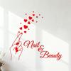 Nail Art Beauty Hand Nail Logo Nail Salon Wall Decal, Red view 1