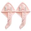 MAGICLULU 2-Pack Pink Coral Fleece Hair Towels with Button Closure view 1
