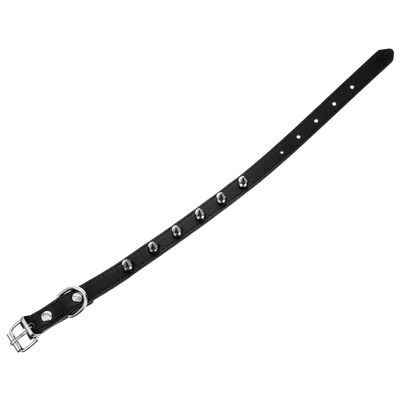 HOLIDYOYO Adjustable Durable Black Leather Studded Dog Collar