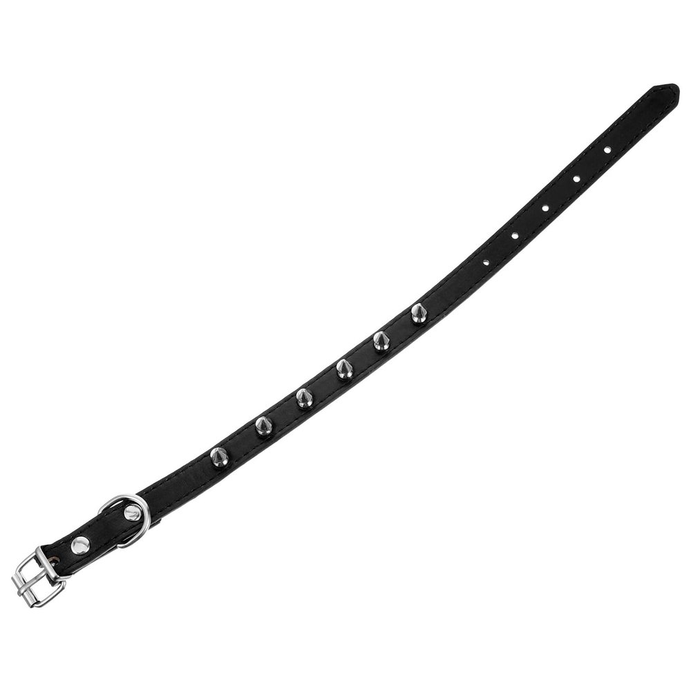 HOLIDYOYO Adjustable Durable Black Leather Studded Dog Collar