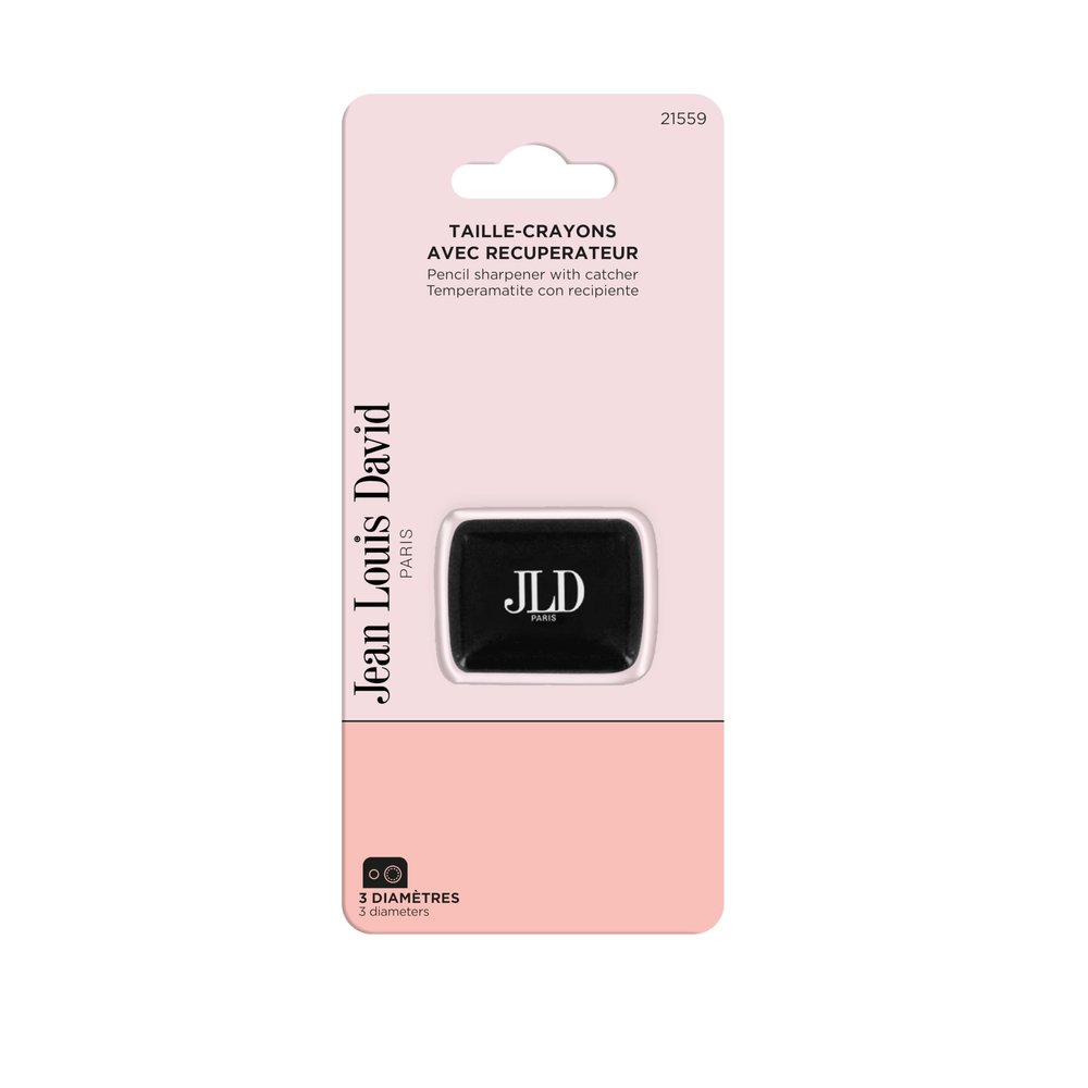 Jean Louis David Makeup Pencil Sharpener, 3 Diameters, with Shavings Container