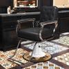 Vintage Barber Chair, Ergonomic Hydraulic Styling Throne with Chrome Base, Heavy-Duty Foam and 360° Swivel, for Classic Grooming, Black, A view 1
