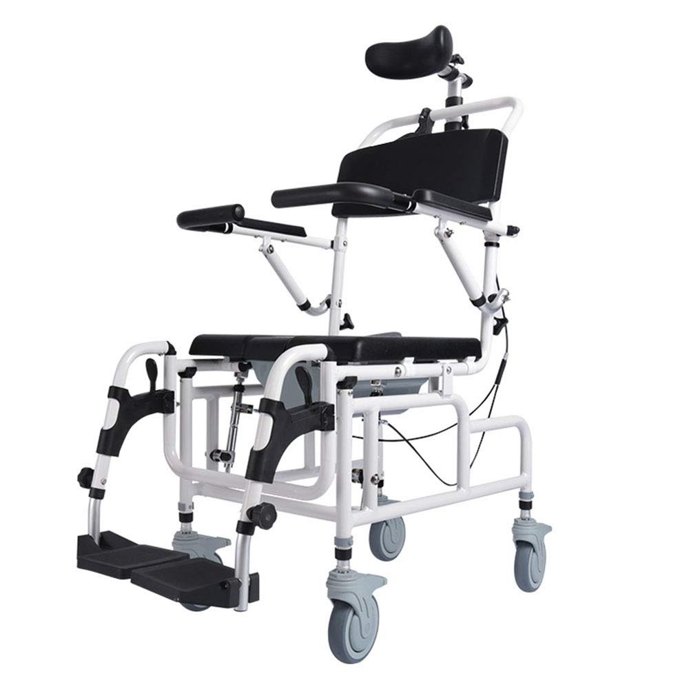 Reclining Shower Commode Chair, 4-in-1 Multifunctional Mobility Chair