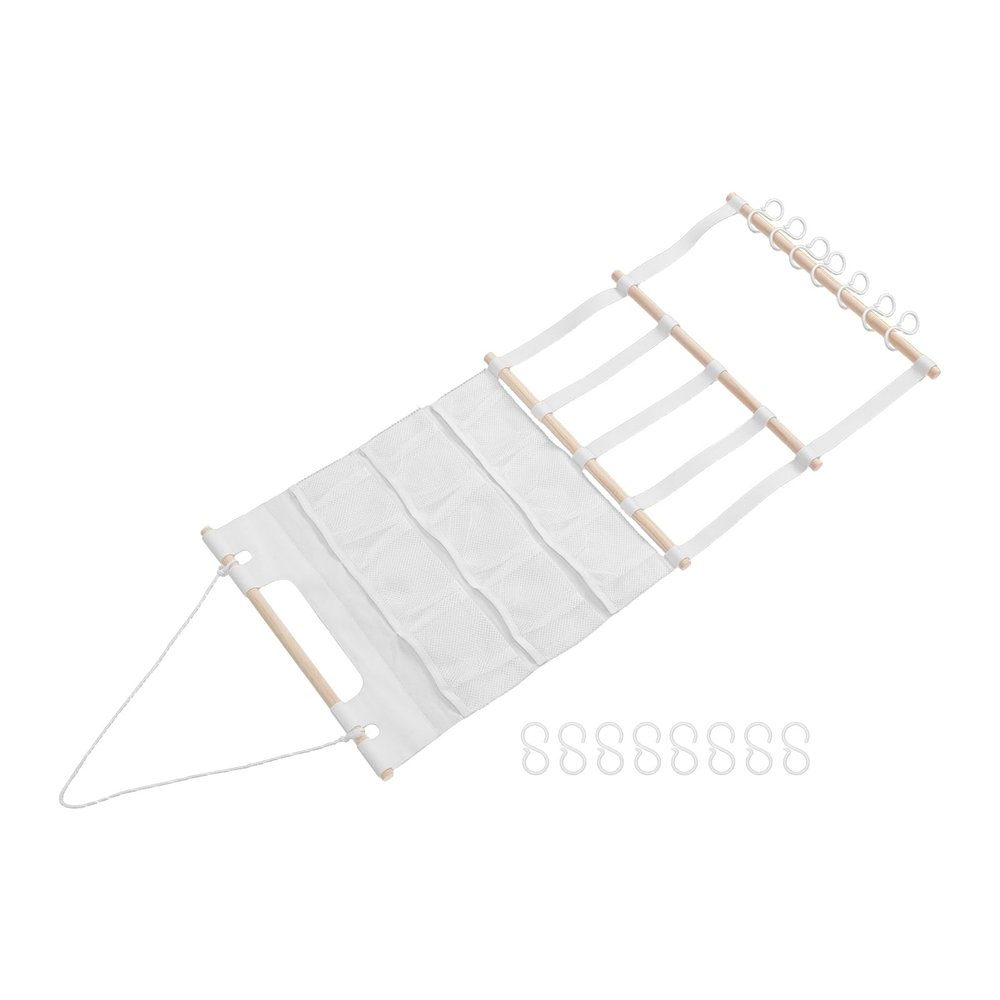 TOYANDONA Hanging Mesh Hair Tie and Hair Clip Holder with 20 S-Hooks, Organizer for Kids' Rooms and Bathrooms