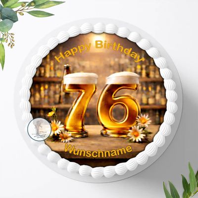 Edible Round Fondant Cake Topper, 20 cm, Personalized Cake Image with or without Custom Name, Birthday Decoration for Ages 18–90, 3091z (76)