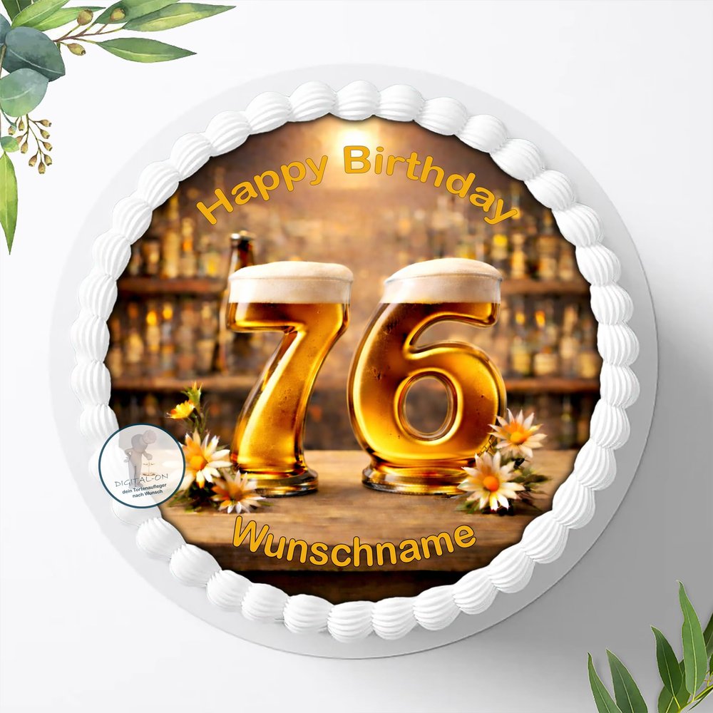 Edible Round Fondant Cake Topper, 20 cm, Personalized Cake Image with or without Custom Name, Birthday Decoration for Ages 18–90, 3091z (76)
