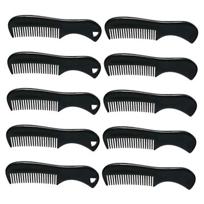 10-Pack Black Plastic Fine-Tooth Mustache Combs for Men