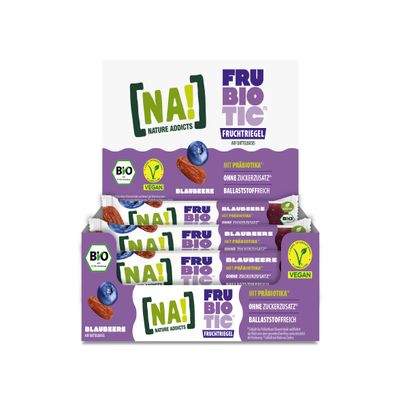 N.A! Frubiotic Date-Based Fruit Bar, Blueberry, with Prebiotics, High in Fiber, No Added Sugar, Vegan, 32 g
