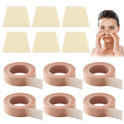 6 Rolls Nasal Tape and Thermoplastic Nose Clips, Micropore Tape, Flexible and Breathable, for Eyelash Extensions, Wound Care and Sports, 1.25 cm x 9.14 m, Skin-Tone