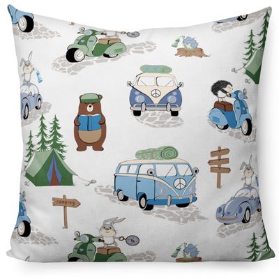 PinkZebra Pillowcase 60 x 60 cm, 100% Cotton, Children's Pillow Cover, OEKO-TEX Certified, Zipper, Camping