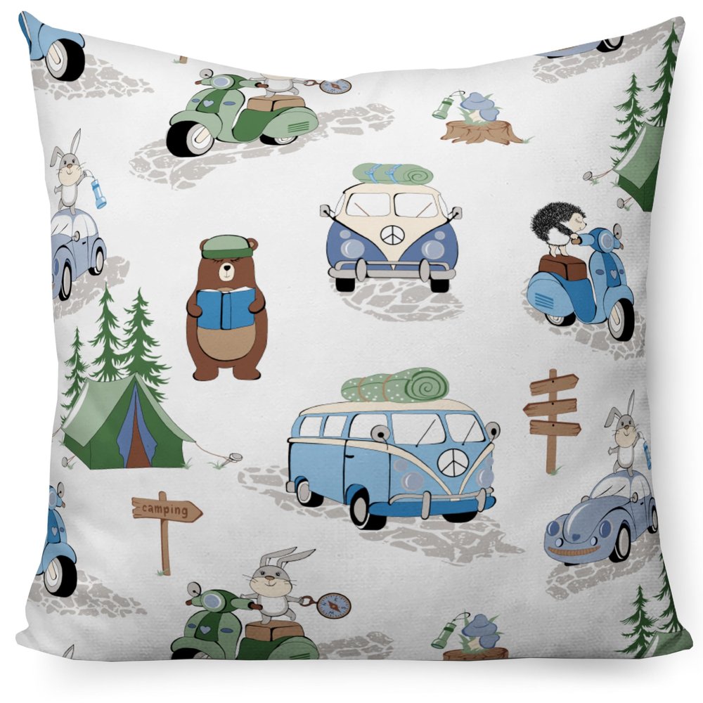 PinkZebra Pillowcase 60 x 60 cm, 100% Cotton, Children's Pillow Cover, OEKO-TEX Certified, Zipper, Camping