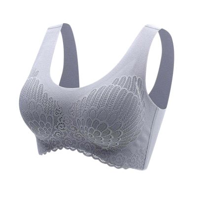 Generic Women's Underwear Without Underwire, Sleep Bra, Latex Underwear, Seamless Back, Heart Bar (Gray, XXXXL)
