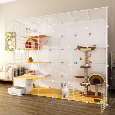Cat Cage, Indoor Cat Playpen, DIY Metal Wire Enclosure, 219 x 75 x 183 cm