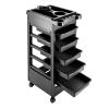 Hair Salon Cart with 5 Drawers, Multifunctional Salon Trolley, 50 × 32 × 81 cm, Black view 1