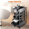 Hair Salon Cart with 5 Drawers, Multifunctional Salon Trolley, 50 × 32 × 81 cm, Black view 2