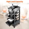 Hair Salon Cart with 5 Drawers, Multifunctional Salon Trolley, 50 × 32 × 81 cm, Black view 3
