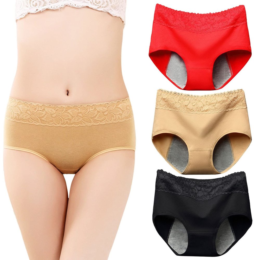Generic Dry Wear Women's Incontinence Underwear, Leakproof Washable Cotton Panties, 3-Pack