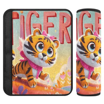 Nexawaveo Car Seat Belt Covers, Festive Tiger, Multicolor, Soft Flannel Shoulder Pads