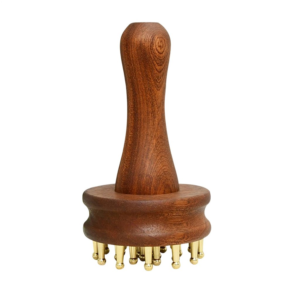 Scalp Massage Tool with Long Handle and Brass Teeth