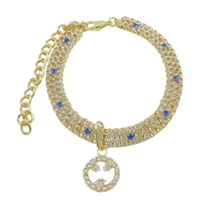 Riven Pet Necklace Gold Smiley Pendant