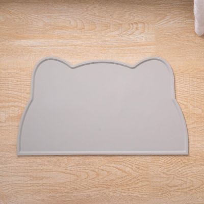 Silicone Feeding Mat, Non-Slip, Prevents Food and Water Stains (Grey, 44X24cm)