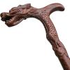 MRVAKDYDI Handcrafted Wooden Cane with Carved Dragon Head Handle, Quad Base, 92 cm/36 in view 2