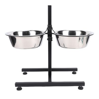 RASTKY Adjustable Stainless Steel Elevated Dog Bowl Stand, Modern Double-Bowl Feeding Station