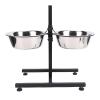 RASTKY Adjustable Stainless Steel Elevated Dog Bowl Stand, Modern Double-Bowl Feeding Station view 1