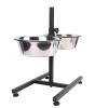 RASTKY Adjustable Stainless Steel Elevated Dog Bowl Stand, Modern Double-Bowl Feeding Station view 2