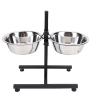 RASTKY Adjustable Stainless Steel Elevated Dog Bowl Stand, Modern Double-Bowl Feeding Station view 4