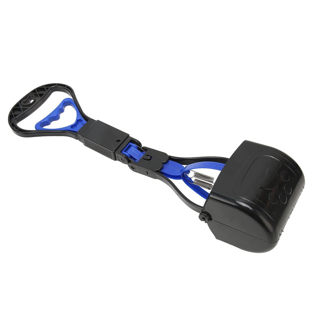 ZDAGELD Dog Pooper Scooper, Portable Foldable Scoop with Strong Serrated Jaws, 17.7-Inch Durable Travel Waste Collector for Grass and Gravel (Blue)