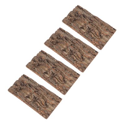 INOOMP 4-Piece Terrarium Tree Bark Decor, Natural Birch Bark, 10 x 20 cm, for Reptiles and Outdoor Landscaping