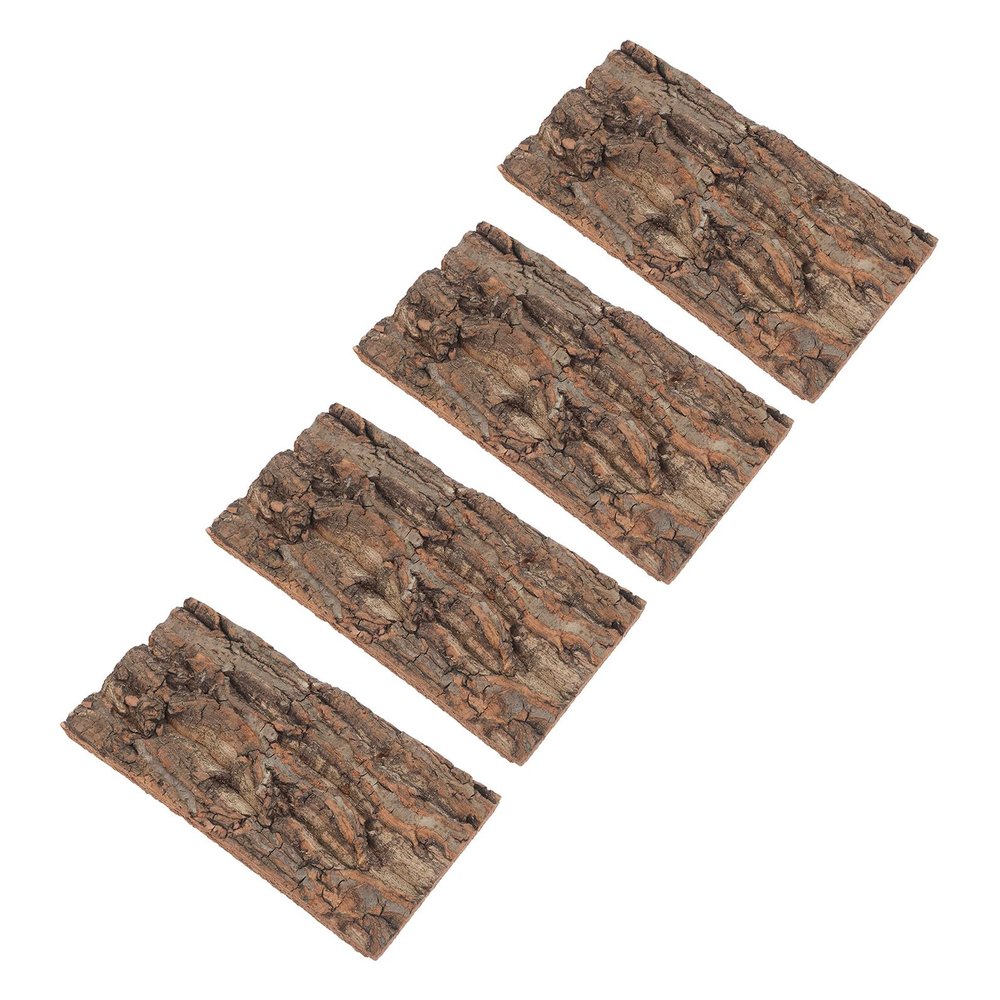 INOOMP 4-Piece Terrarium Tree Bark Decor, Natural Birch Bark, 10 x 20 cm, for Reptiles and Outdoor Landscaping