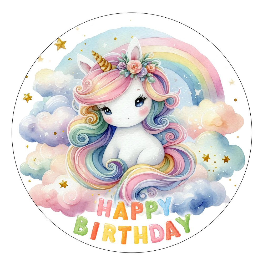 Unicorn & Cloud HAPPY BIRTHDAY Cake Topper, 20 cm