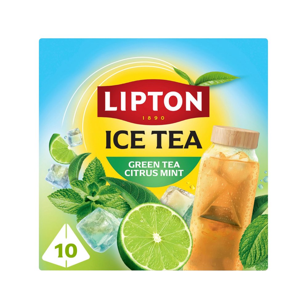 Lipton Cold Tea for 5L, Zero Green Tea with Lemon & Mint, 10 Tea Bags