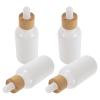 Toyvian 50 ml Glass Dropper Bottles with Bamboo Closure, White view 1