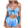 Women's Lace Satin 2-Piece Bra and Panty Lingerie Set view 1