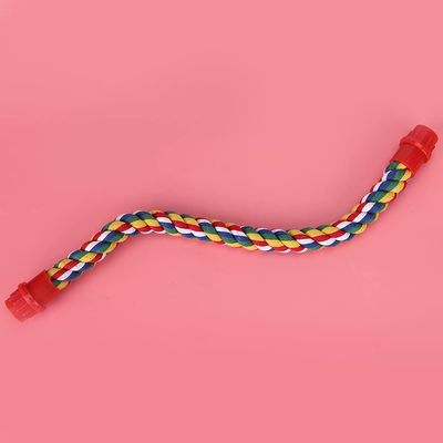 Naroote Colorful Cotton Rope Bird Toy, Multicolor Flexible Perch, Chewing and Climbing Toy with Plastic Nut, for Small, Medium, and Large Birds (M)