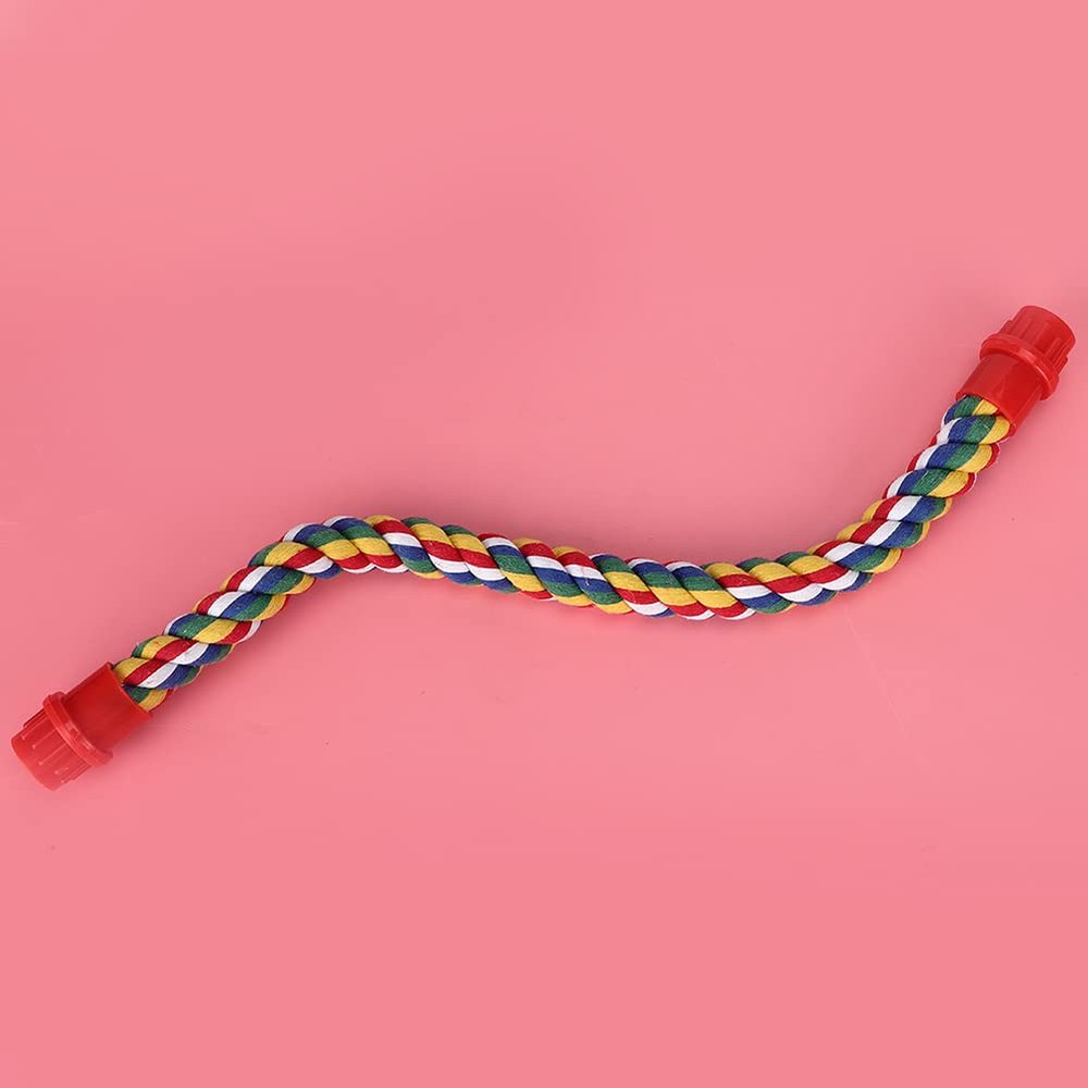 Naroote Colorful Cotton Rope Bird Toy, Multicolor Flexible Perch, Chewing and Climbing Toy with Plastic Nut, for Small, Medium, and Large Birds (M)