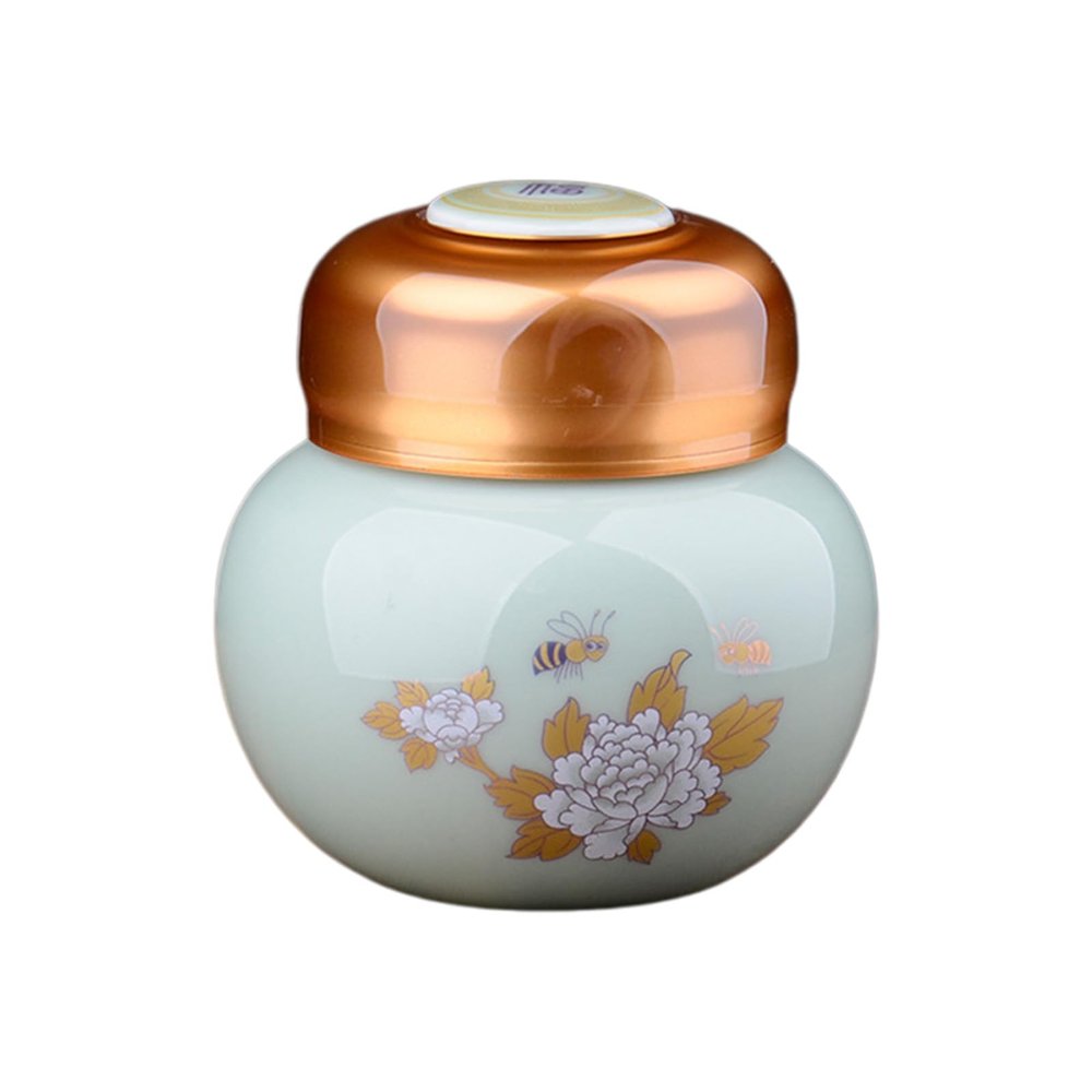 Duuclume Pet Memorial Urn, Small Ceramic Honey Jar for Cats and Dogs, 320 ml, Green