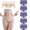 Women's Washable Incontinence Underwear, High-Waisted Leakproof Cotton Briefs, Blue, S view 1