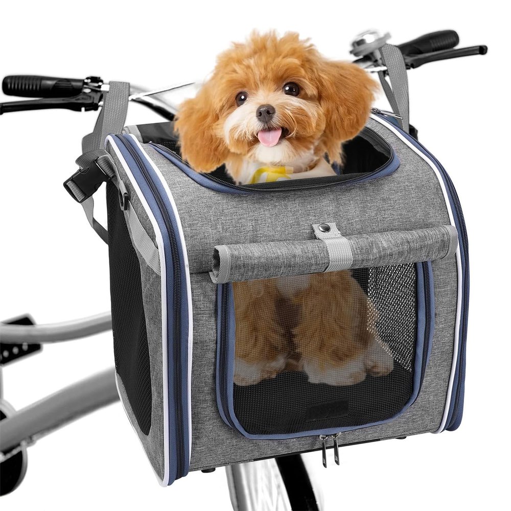 Exquilnova 4-in-1 Front Bike Basket for Small Dogs and Cats